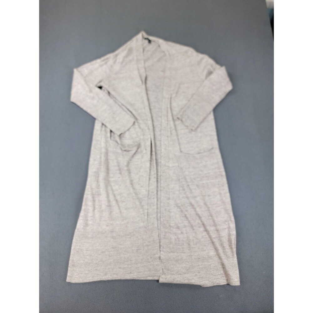 Eileen Fisher Cardigan Womens XS Long Open Front‎ Duster Organic Linen Pockets